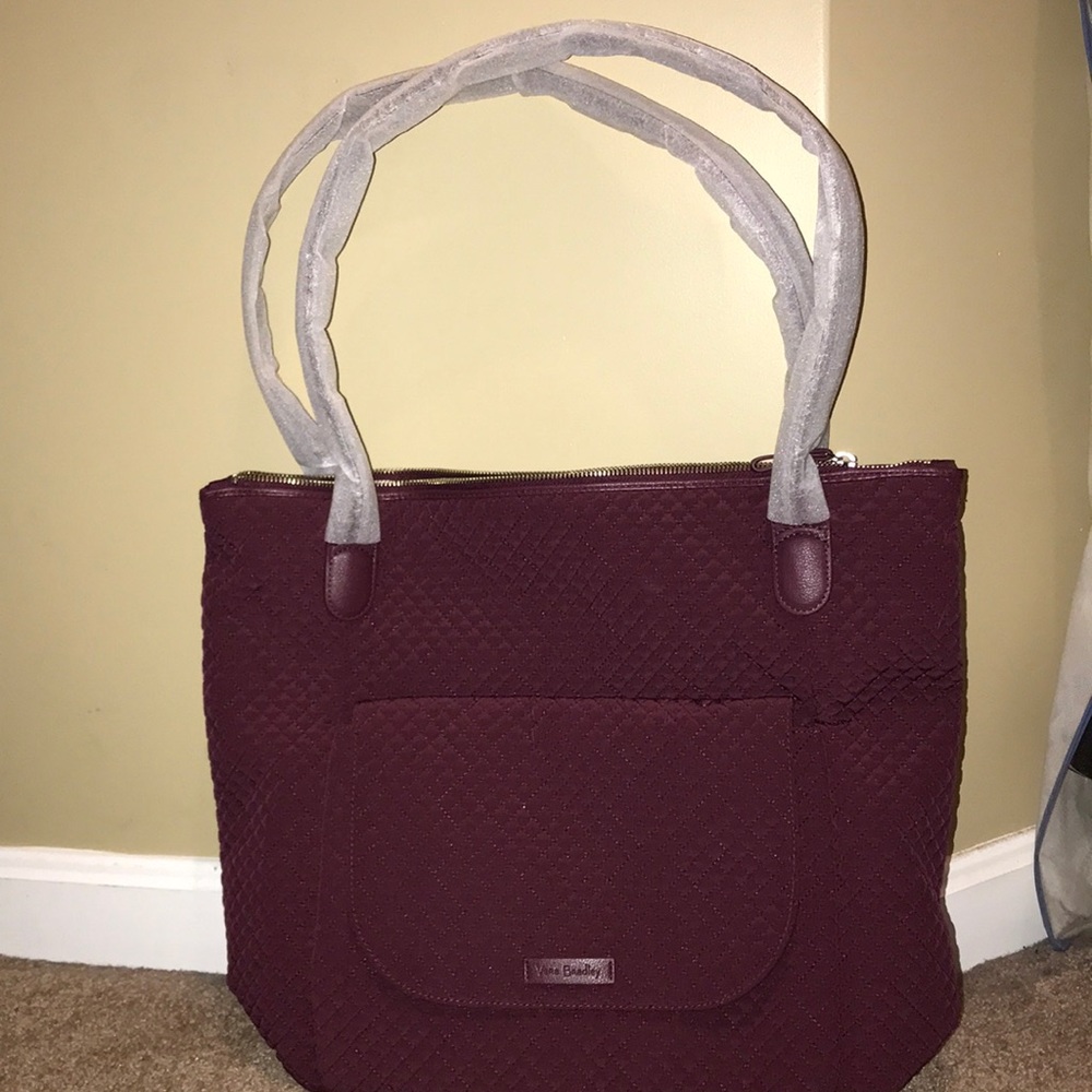 NWT Vera Bradley Mulled Wine Microfiber North/South Carson Tote